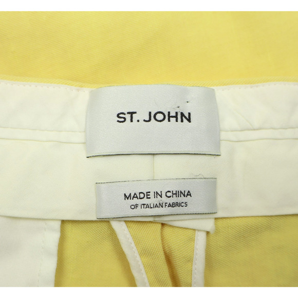 St. John Women's Wide Leg High Waisted Linen Pants Yellow Sz 12 - Picture 5 of 8